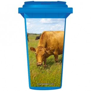 Cow In A Meadow Wheelie Bin Sticker Panel
